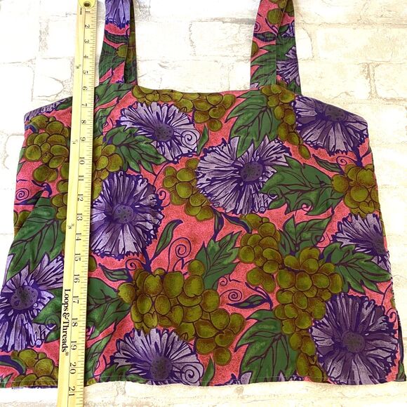Michel Bruche VTG Purple Pink Floral Tropical Unlined Summer Artsy Tank Top 6 - Picture 8 of 9